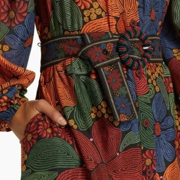 Farm Rio Black Stitched Flowers Long Sleeve Mini Dress - Picture 4 of 13